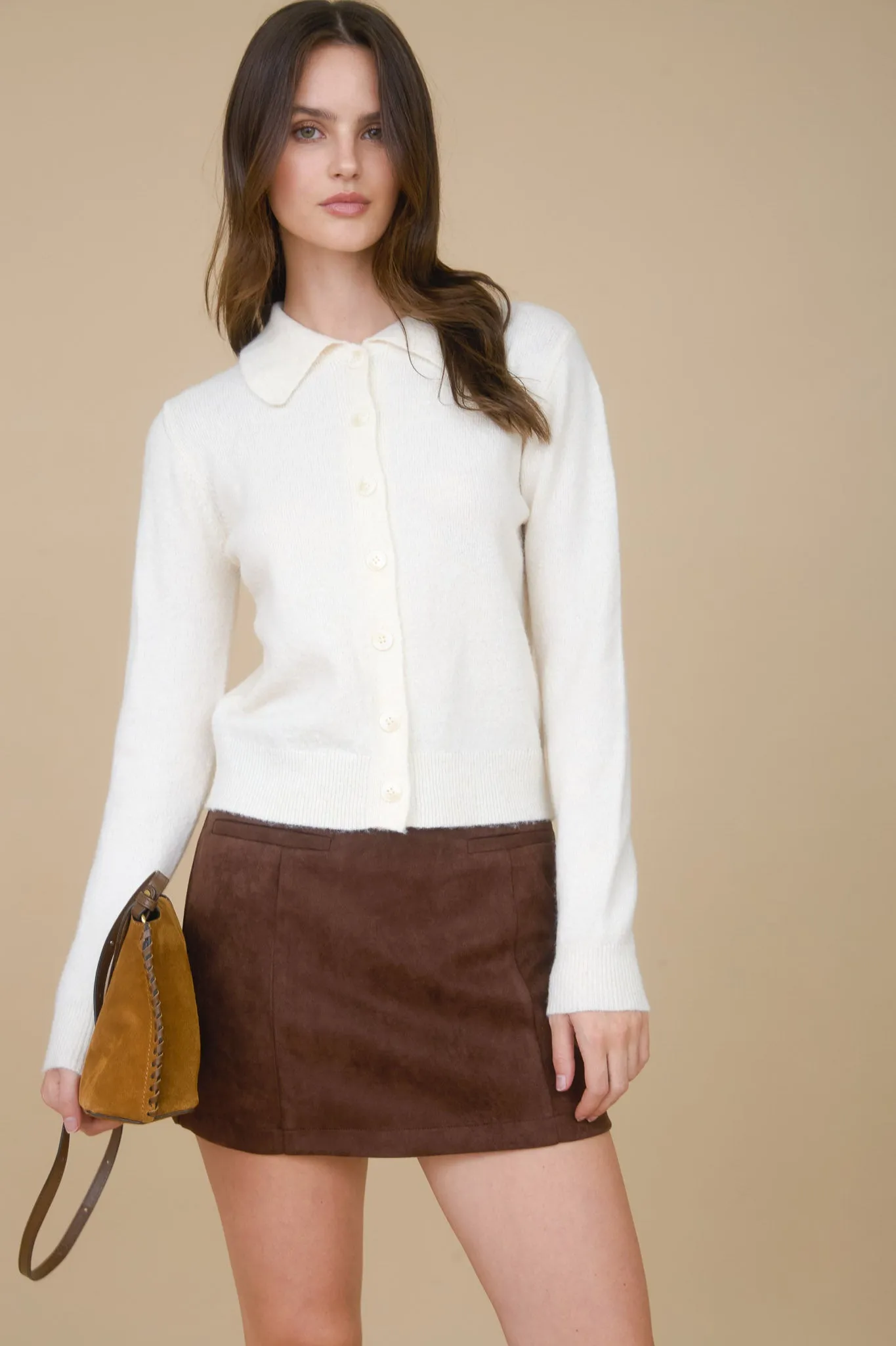 COLLARED BUTTON DOWN LONG SLEEVE KNIT CARDIGAN sold by Blu Pepper product image thumbnail 5