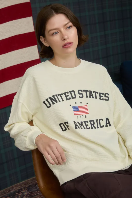 USA 1776 LONG SLEEVE RIBBED KNIT TOP made by J.O.A.