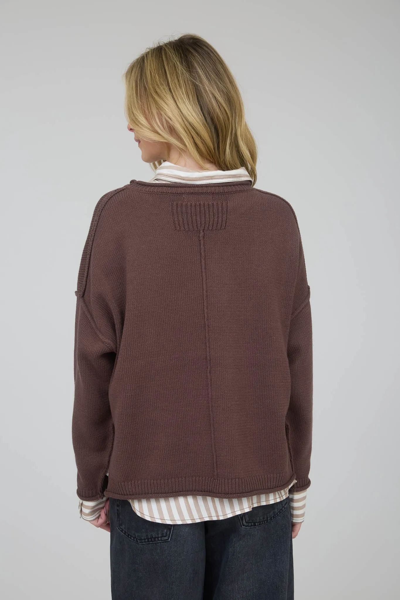 RAW EDGE EXTENDED SHOULDER LONG SLEEVE SWEATER sold by Blu Pepper product image thumbnail 2