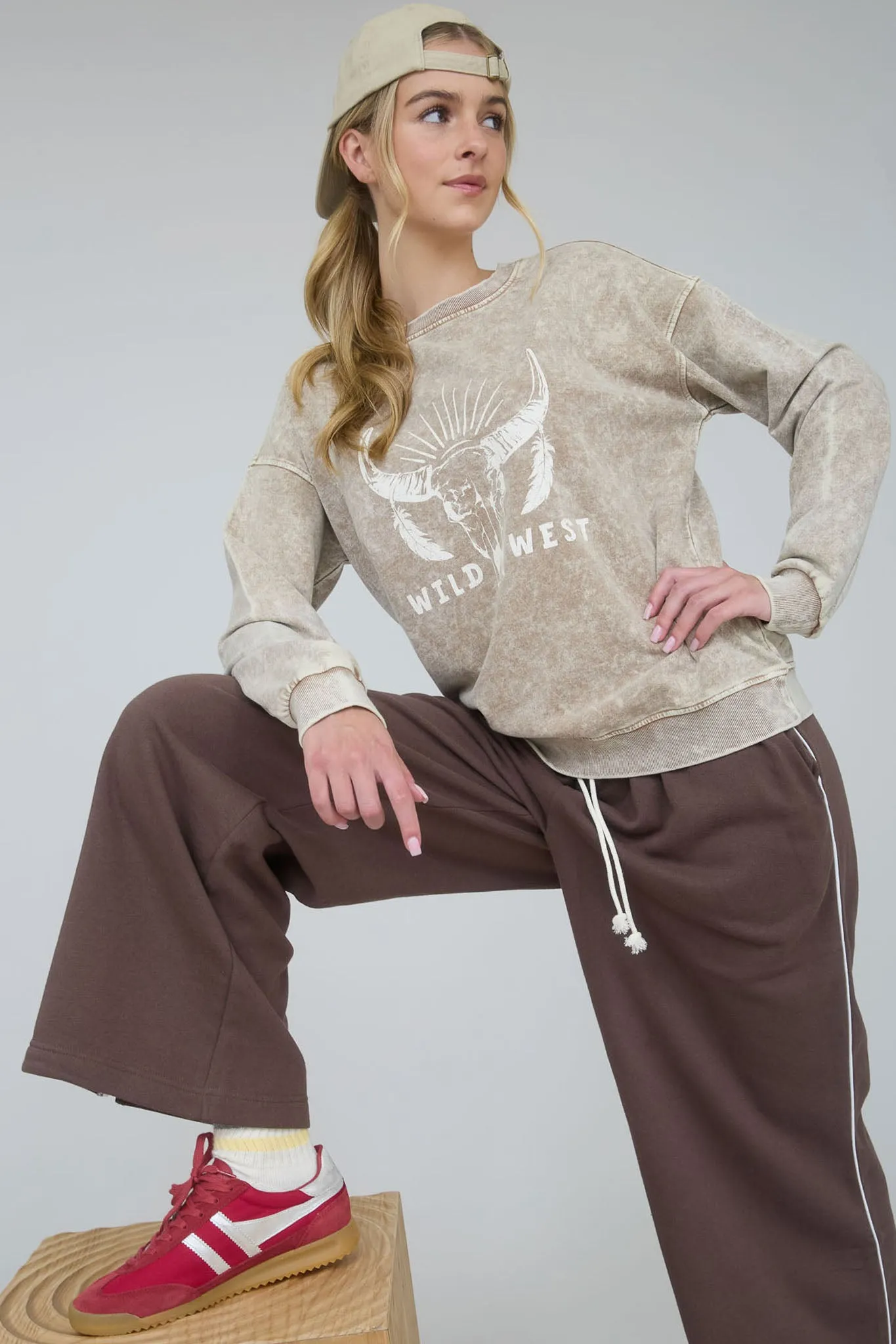 WILD WEST GRAPHIC LONG SLEEVE KNIT TOP sold by Blu Pepper