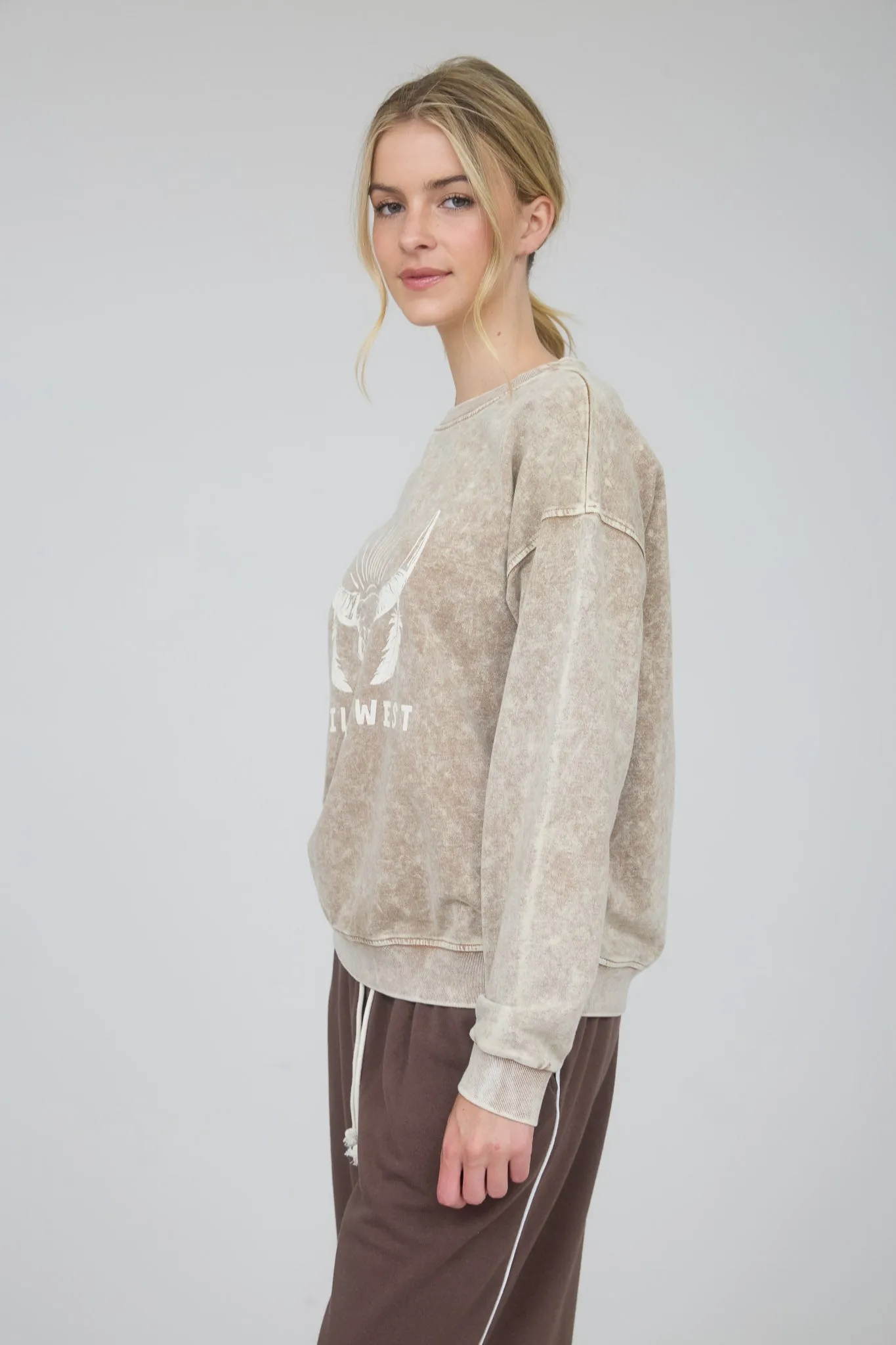 WILD WEST GRAPHIC LONG SLEEVE KNIT TOP sold by Blu Pepper product image thumbnail 3