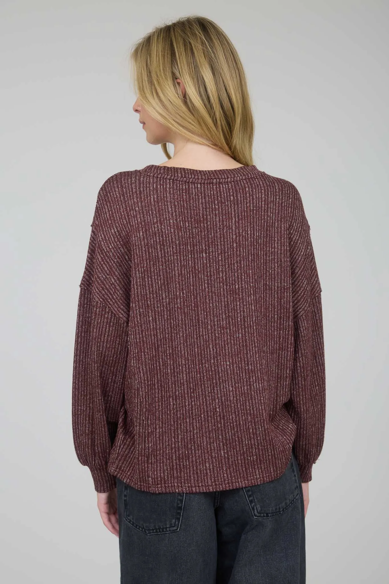 MARLED LONG SLEEVE RIBBED KNIT TOP sold by Blu Pepper product image thumbnail 2
