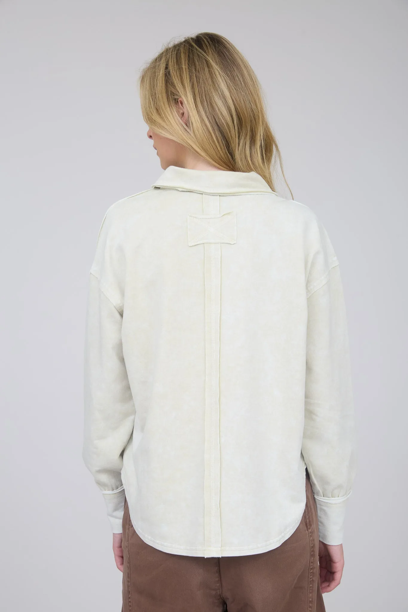 WASHED LONG SLEEVE U HEM POLO KNIT TOP sold by Blu Pepper product image thumbnail 2