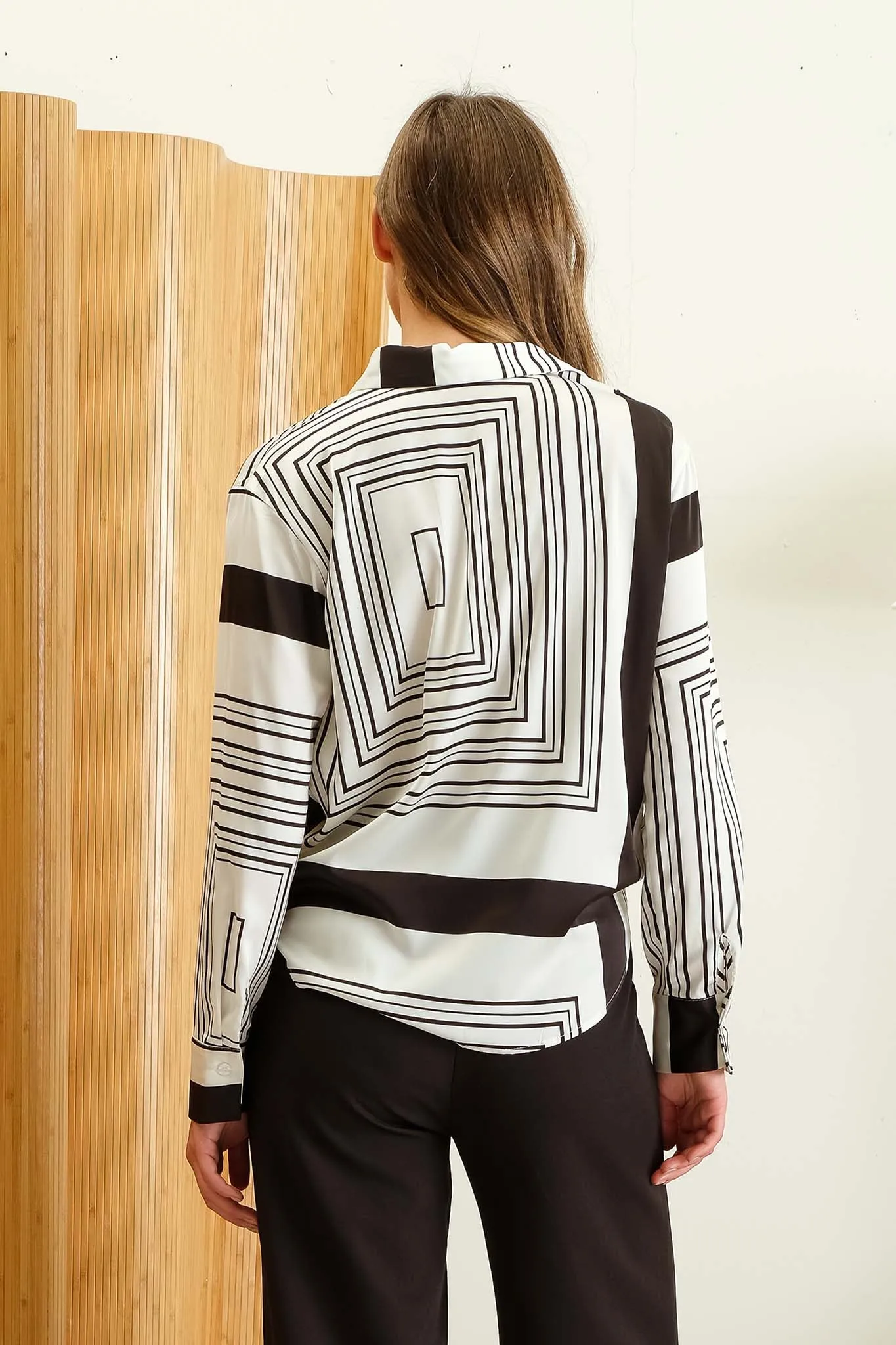 GEO PRINT COLLARED BUTTON DOWN LONG SLEEVE SHIRT sold by Blu Pepper product image thumbnail 2