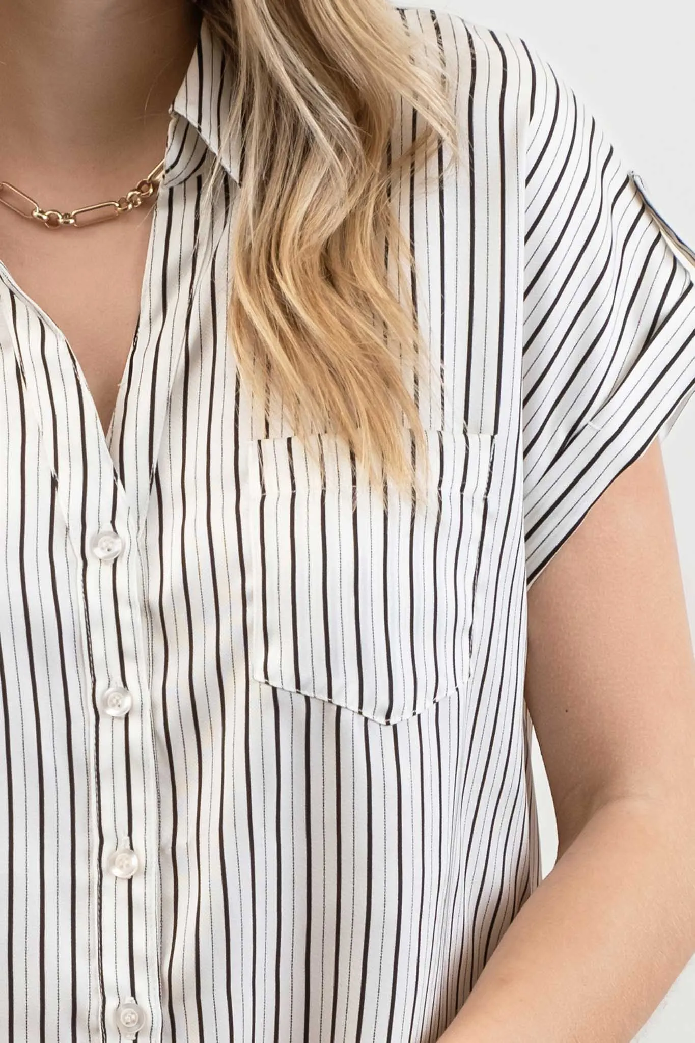 STRIPE SHORT SLEEVE COLLARED BUTTON DOWN SHIRT sold by Blu Pepper product image thumbnail 4