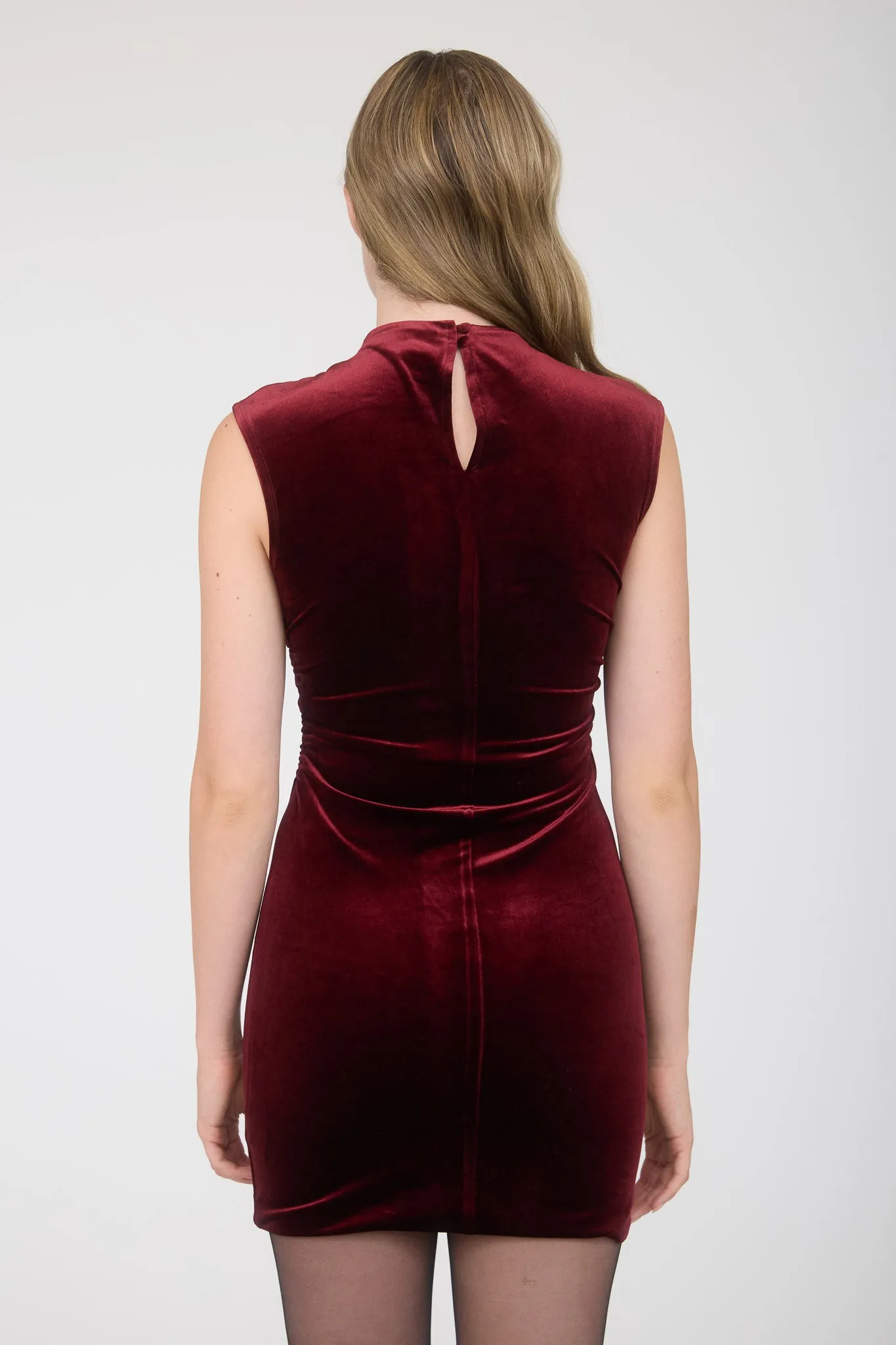 VELVET MOCK NECK SLEEVELESS MINI DRESS (PRE-ORDER) sold by Blu Pepper product image thumbnail 2