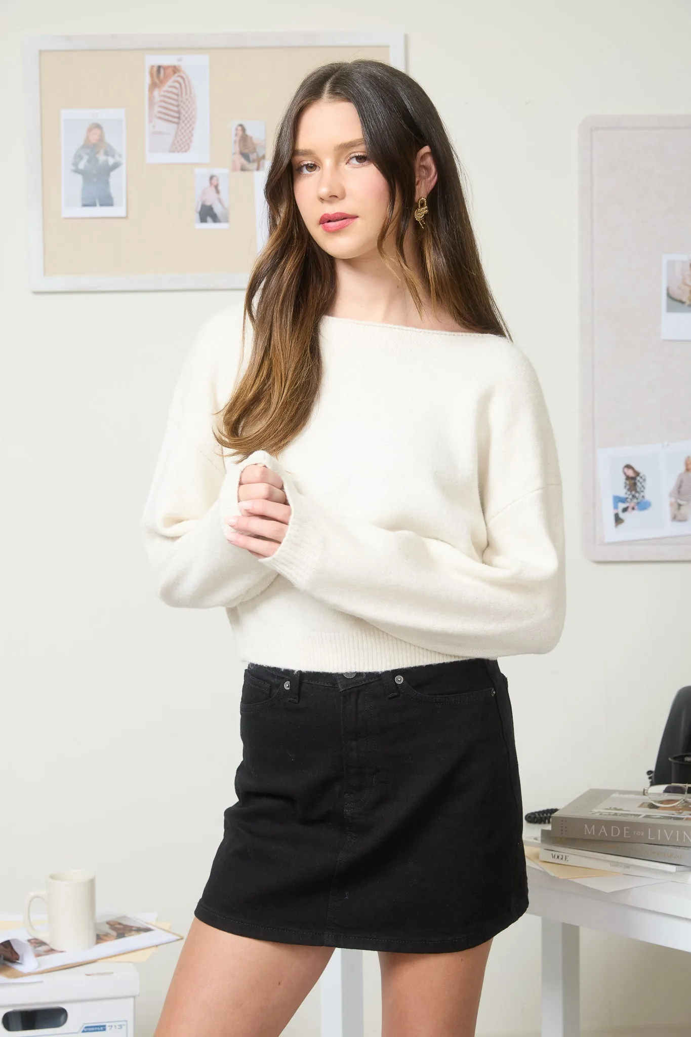 BACK VELVET BOW DETAIL KNIT PULLOVER SWEATER sold by Blu Pepper product image thumbnail 5
