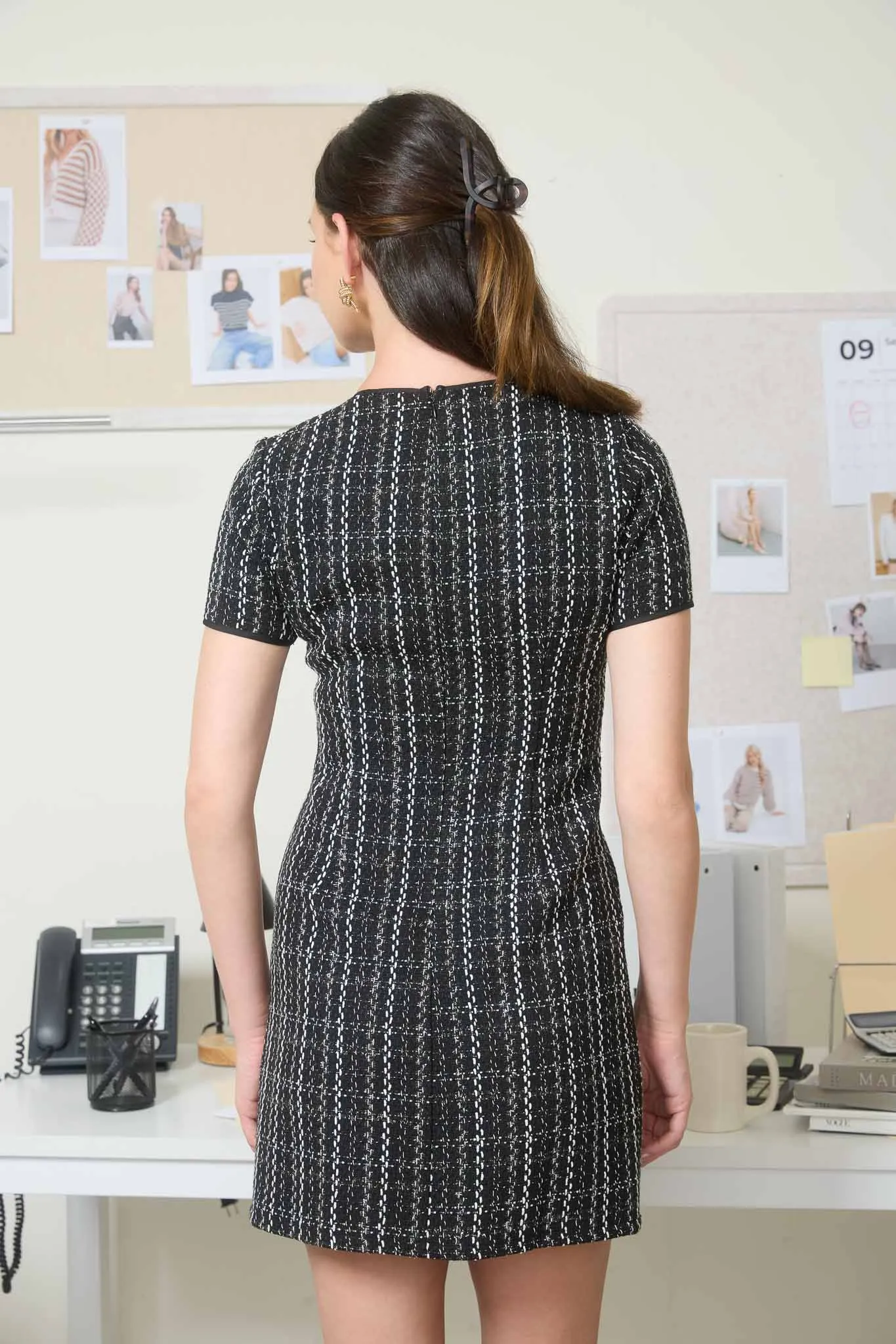 PLAID TWEED VELVET BOW DETAIL MINI DRESS sold by Blu Pepper product image thumbnail 2