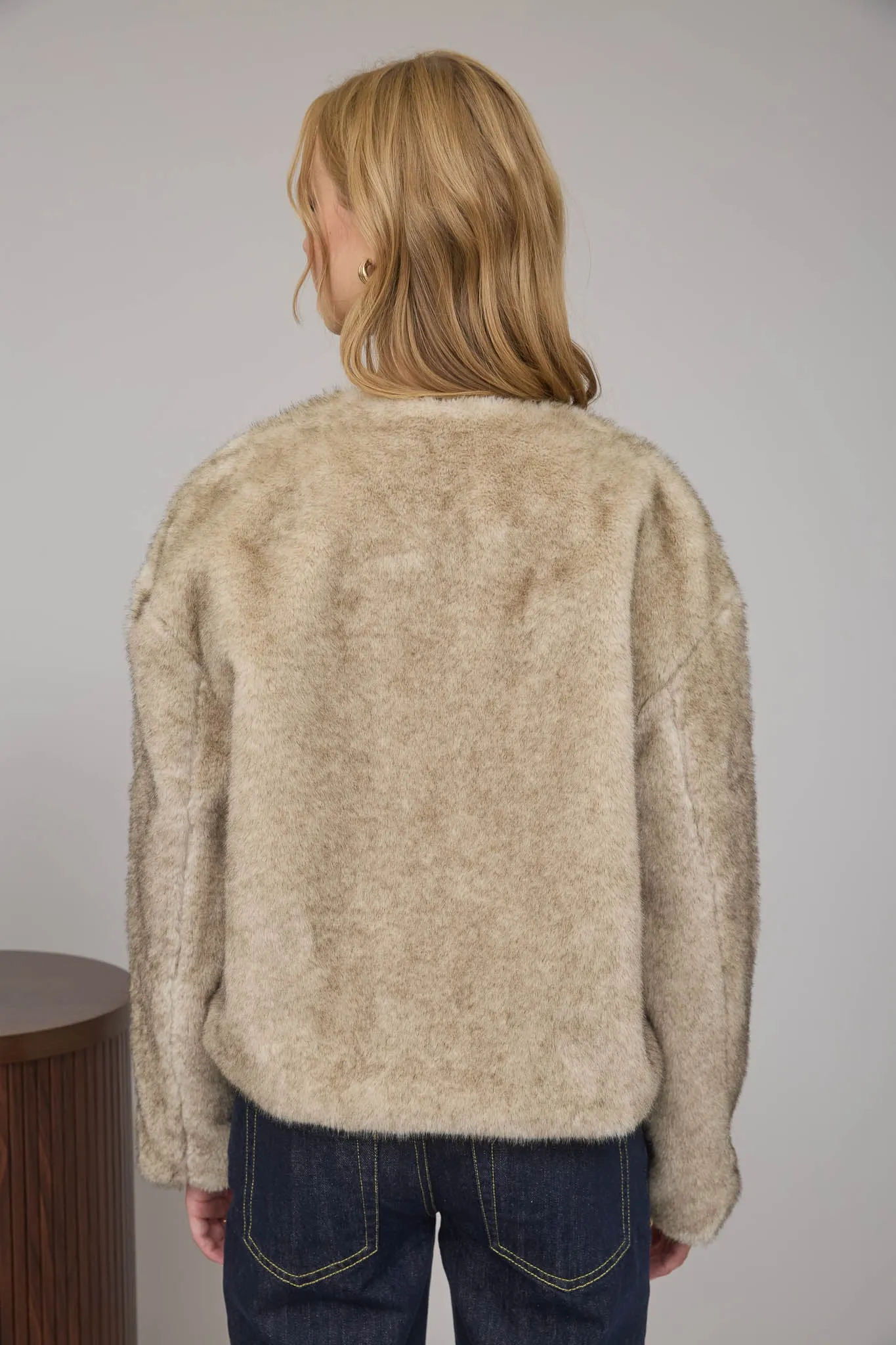 FAUX FUR FRONT TAB DETAIL COAT sold by Blu Pepper product image thumbnail 2