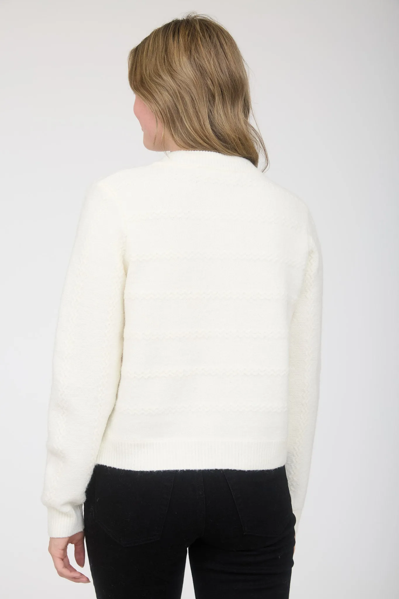 SCARF NECK DETAIL BUTTON DOWN KNIT CARDIGAN sold by Blu Pepper product image thumbnail 2