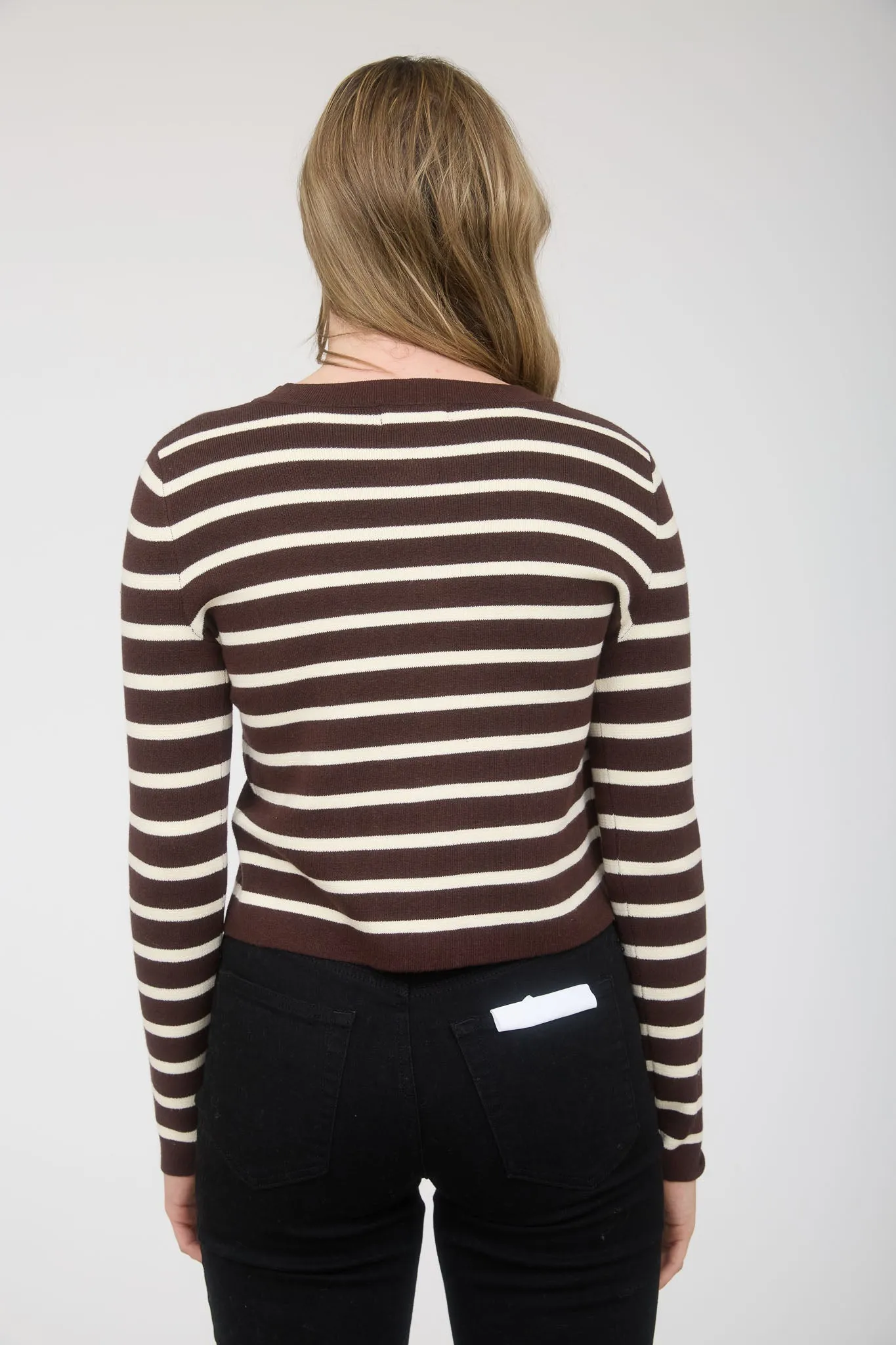 STRIPE GOLD BUTTON DOWN POCKET DETAIL CARDIGAN sold by Blu Pepper product image thumbnail 2