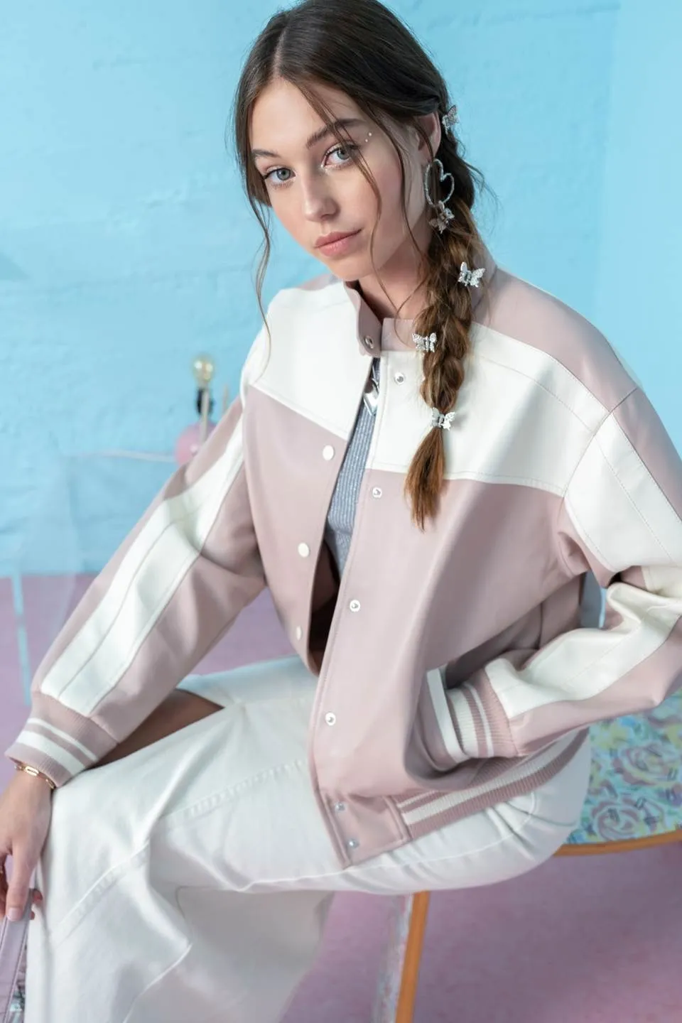 COLORBLOCK MOTO JACKET sold by Blu Pepper product image thumbnail 3