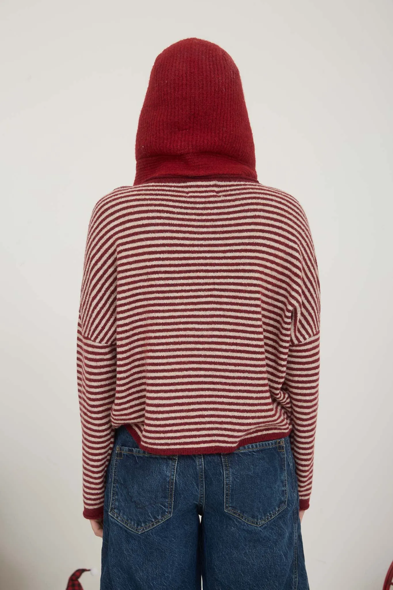 STRIPE RAW EDGE DROP SHOULDER KNIT CARDIGAN sold by Blu Pepper product image thumbnail 2