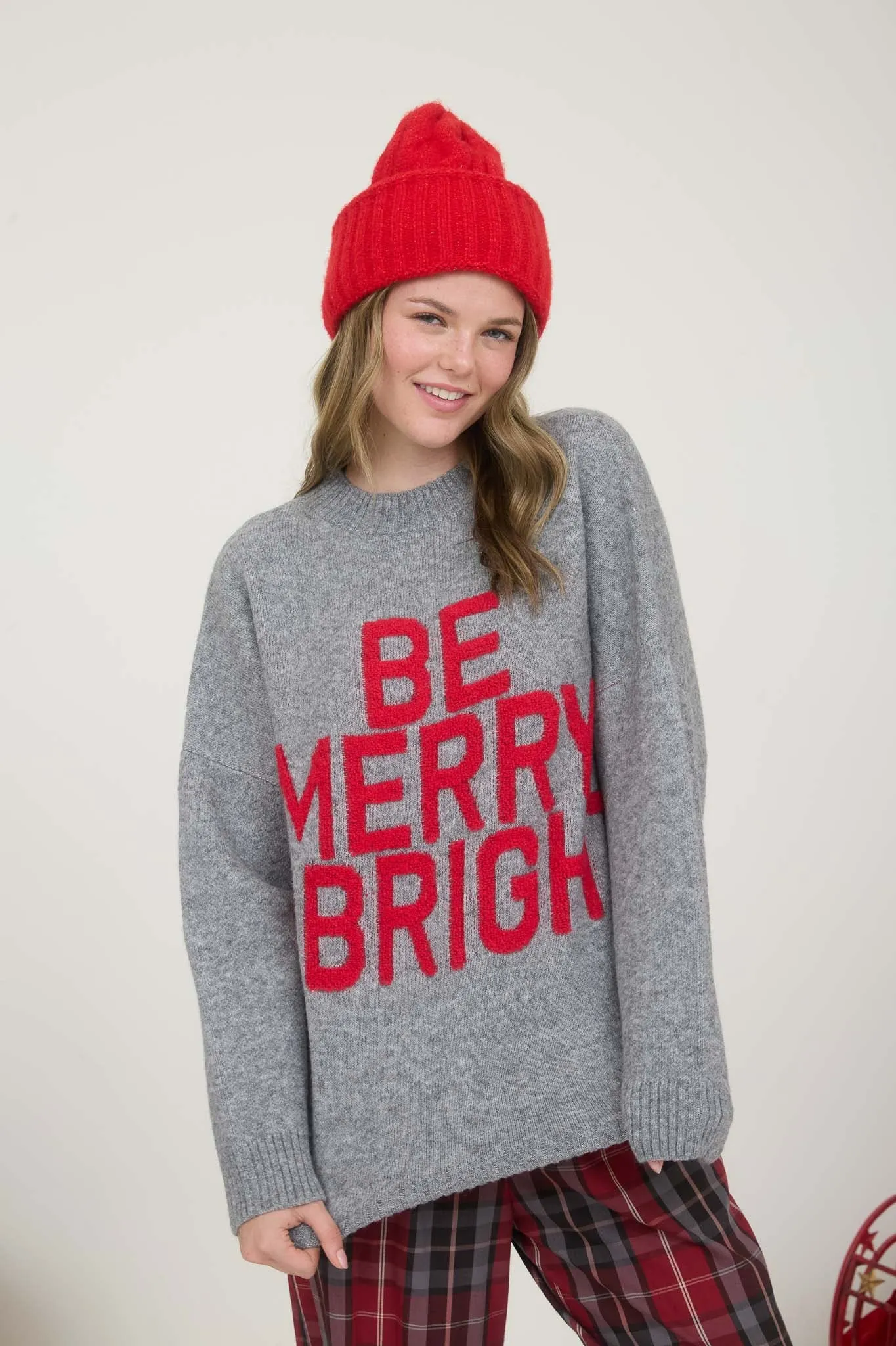 BE MERRY & BRIGHT CREWNECK KNIT PULLOVER SWEATER (PRE-ORDER) sold by Blu Pepper product image thumbnail 4