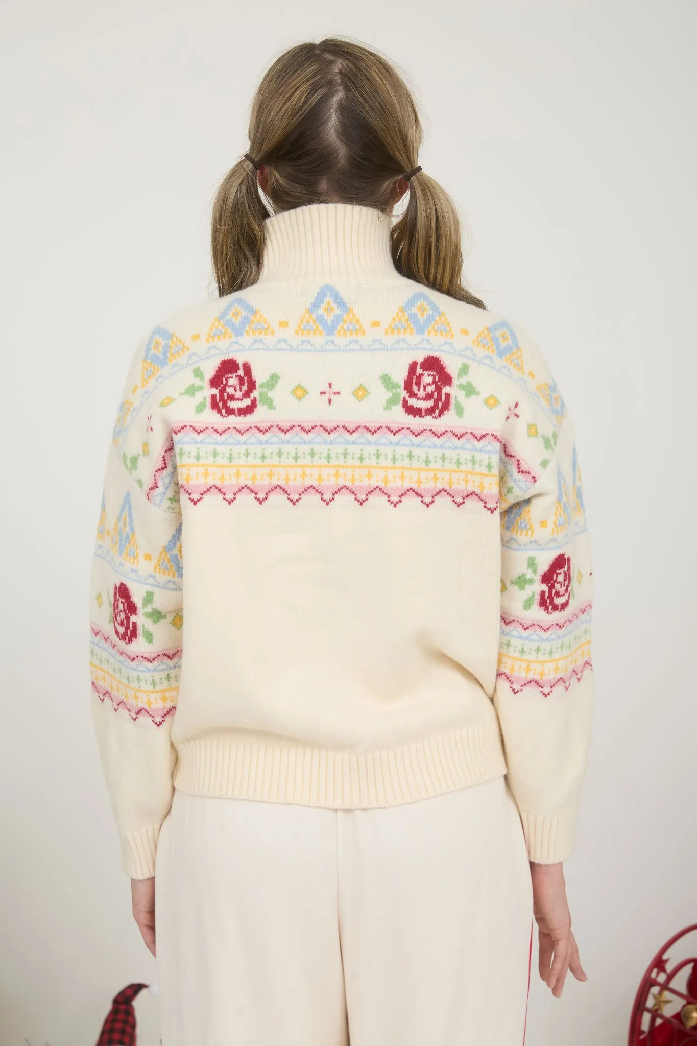 ROSE FAIR ISLE HALF ZIP KNIT PULLOVER SWEATER sold by Blu Pepper product image thumbnail 2