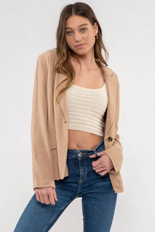 SOLID SINGLE BUTTON BLAZER sold by Blu Pepper