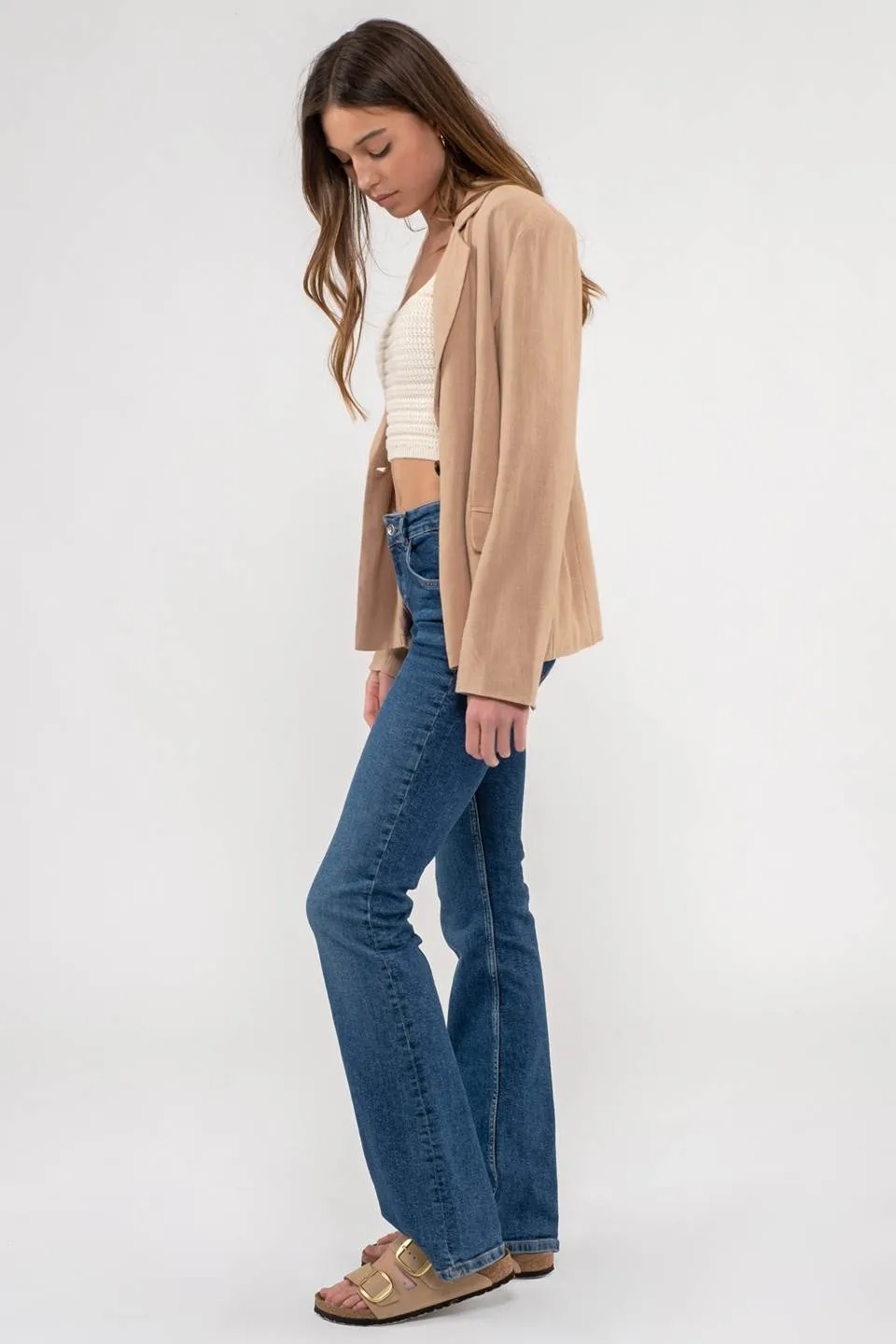 SOLID SINGLE BUTTON BLAZER sold by Blu Pepper product image thumbnail 3