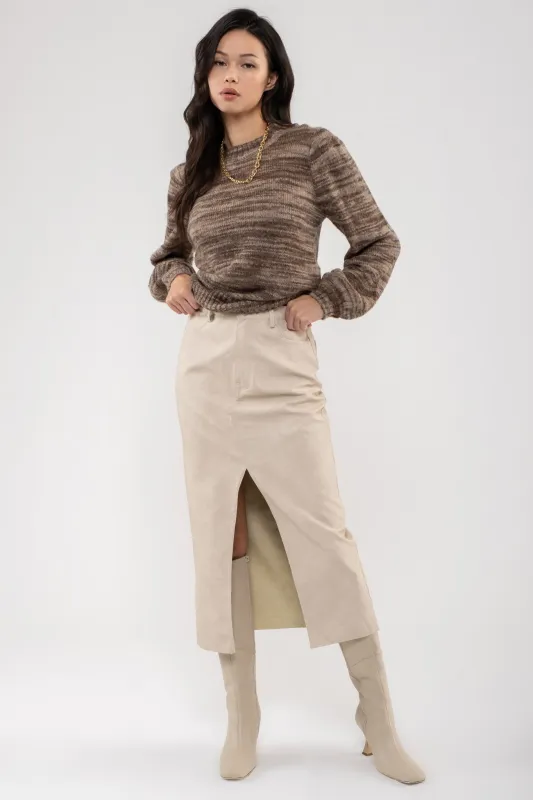 MULTI-COLORED HEATHER KNIT SWEATER sold by Blu Pepper