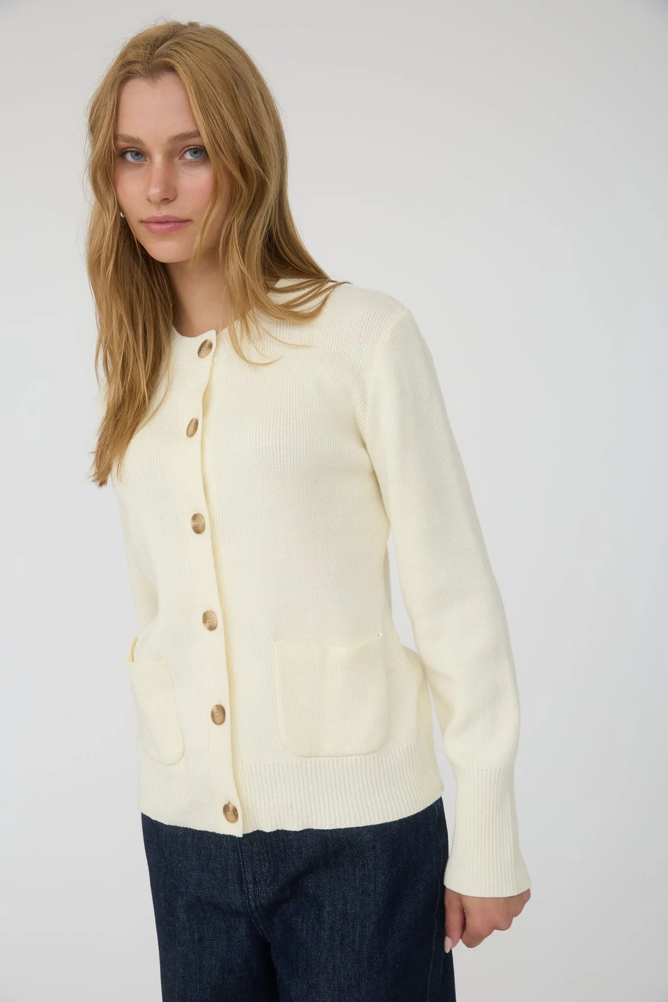 ROUND NECK POCKET DETAIL KNIT CARDIGAN sold by Blu Pepper product image thumbnail 4