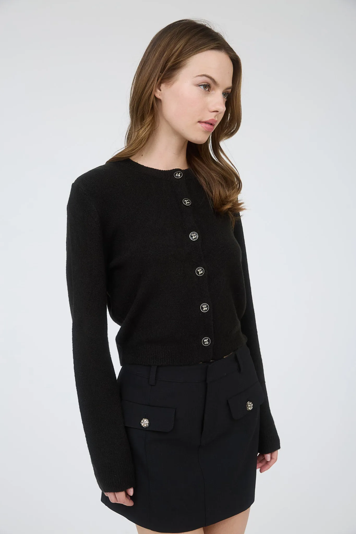 BOW BUTTON HARDWARE KNIT CARDIGAN SWEATER sold by Blu Pepper product image thumbnail 5