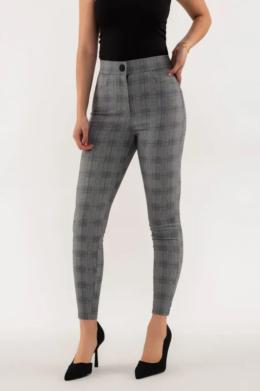 HIGH WAIST PLAID SKINNY PANTS sold by Blu Pepper