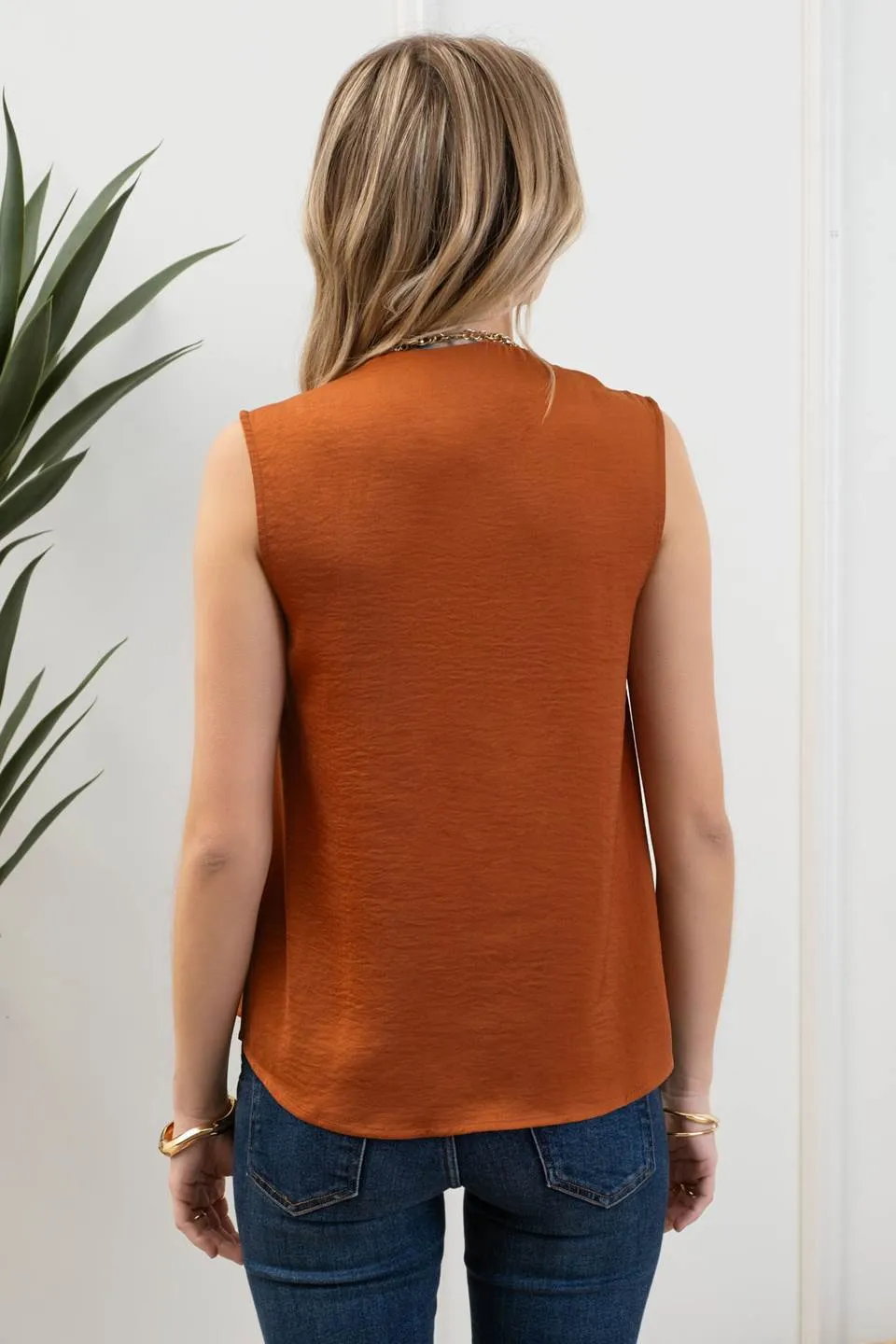 SLEEVELESS DRAPE SHOULDER V NECK BLOUSE sold by Blu Pepper product image thumbnail 2