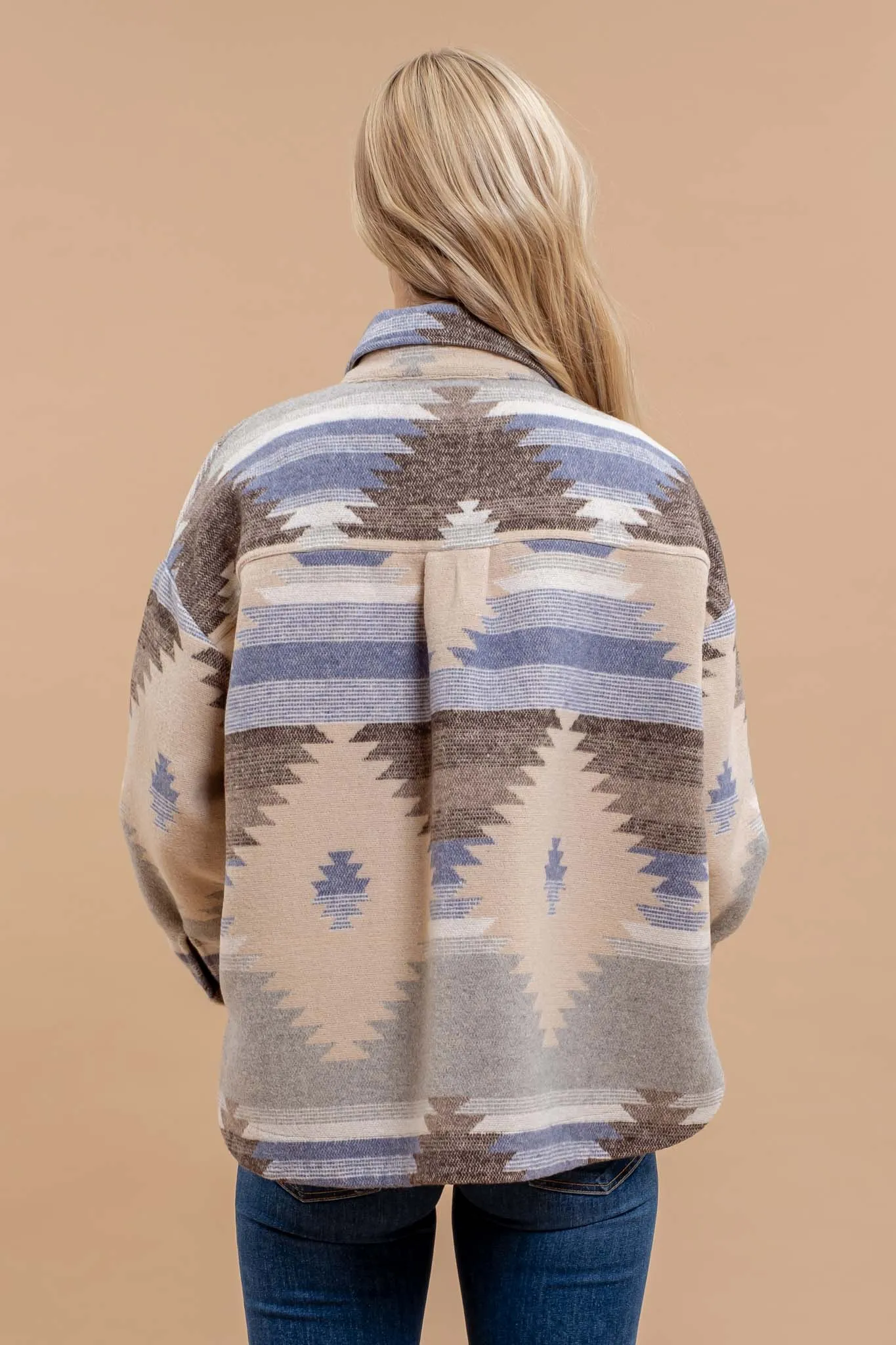 TRIBAL PRINT BUTTON DOWN SHACKET sold by Blu Pepper product image thumbnail 2