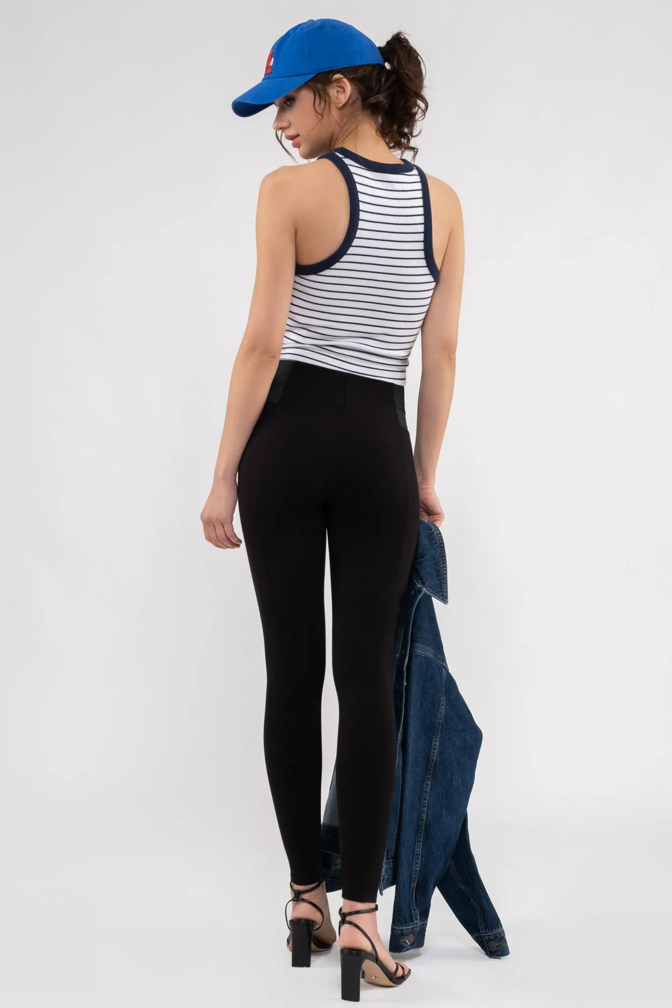 ELASTIC WAIST SKINNY PANTS sold by Blu Pepper product image thumbnail 3