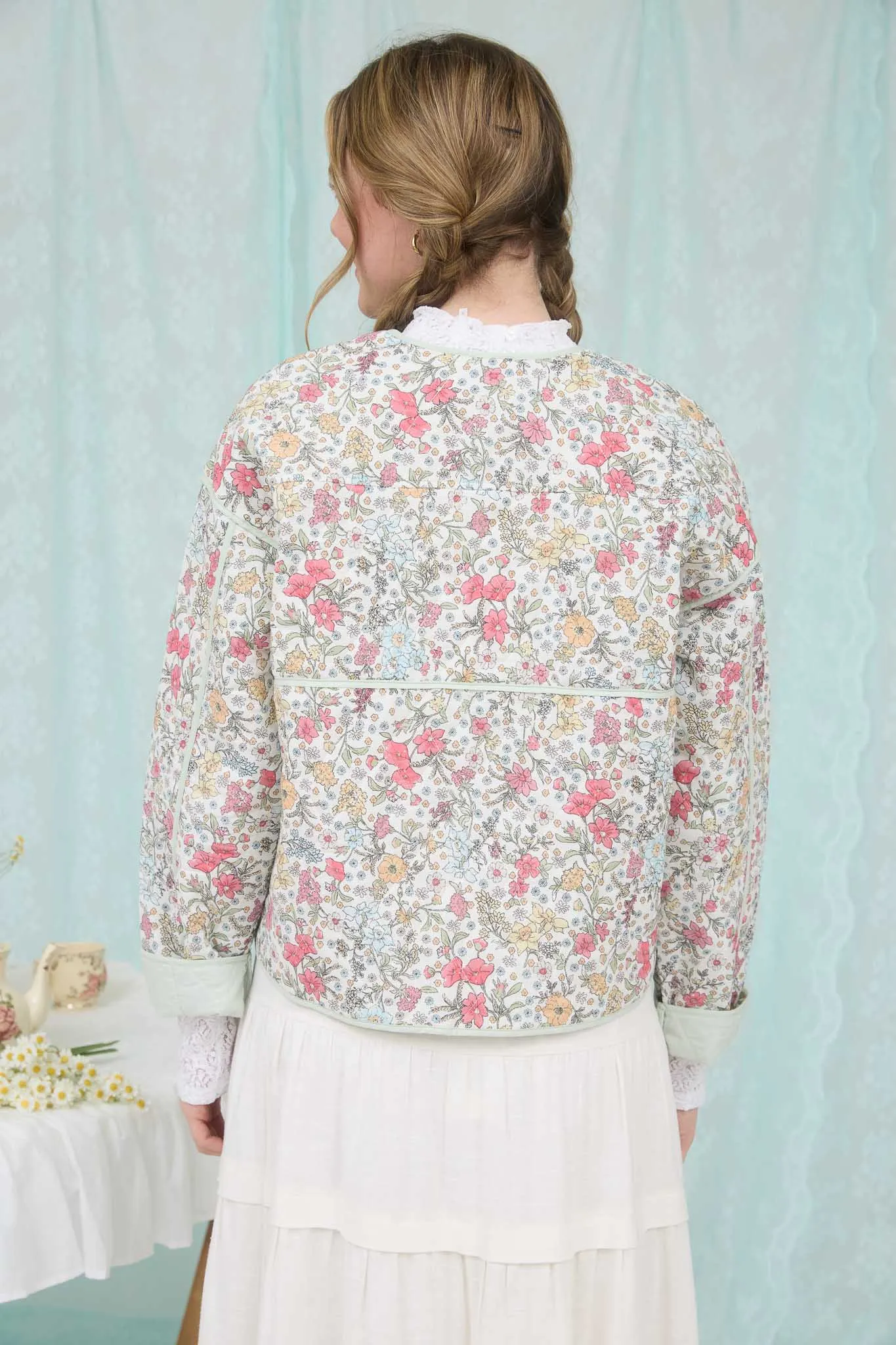 FLORAL FRONT TIE QUILTED JACKET sold by Blu Pepper product image thumbnail 2