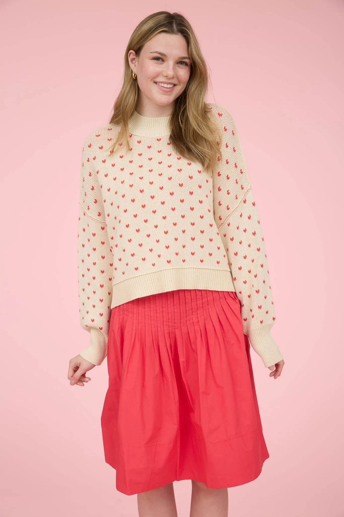 HEART PATTERN DROP SHOULDER KNIT PULLOVER SWEATER sold by Blu Pepper product image thumbnail 3