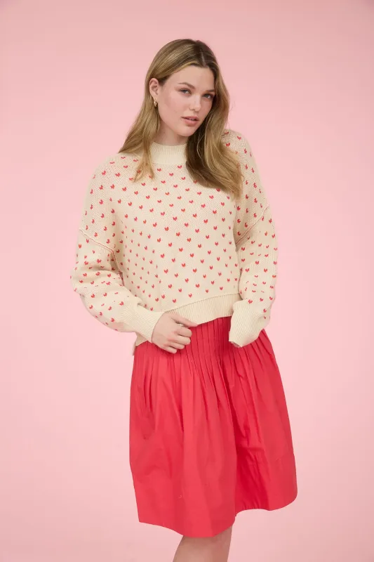 HEART PATTERN DROP SHOULDER KNIT PULLOVER SWEATER sold by Blu Pepper