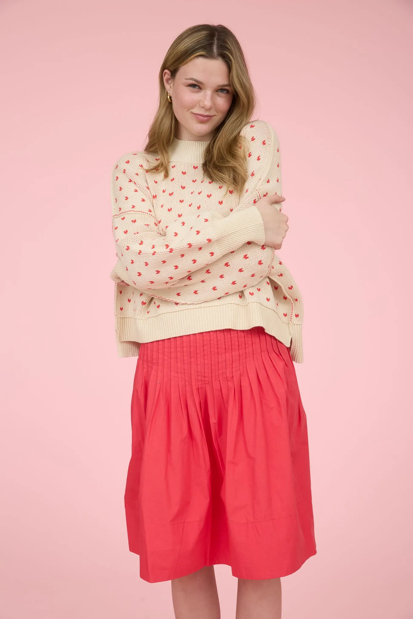 HEART PATTERN DROP SHOULDER KNIT PULLOVER SWEATER sold by Blu Pepper product image thumbnail 4
