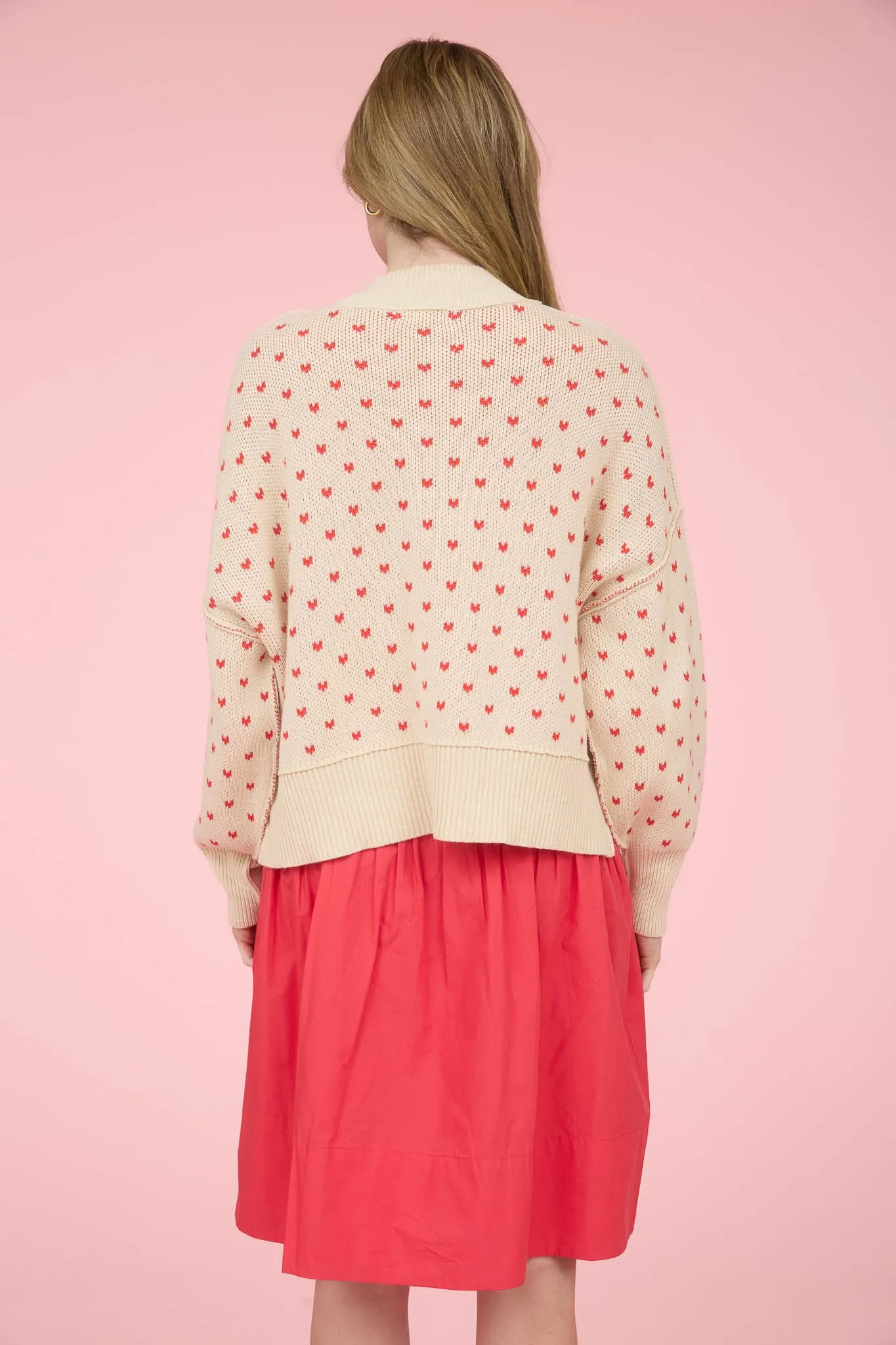 HEART PATTERN DROP SHOULDER KNIT PULLOVER SWEATER sold by Blu Pepper product image thumbnail 2