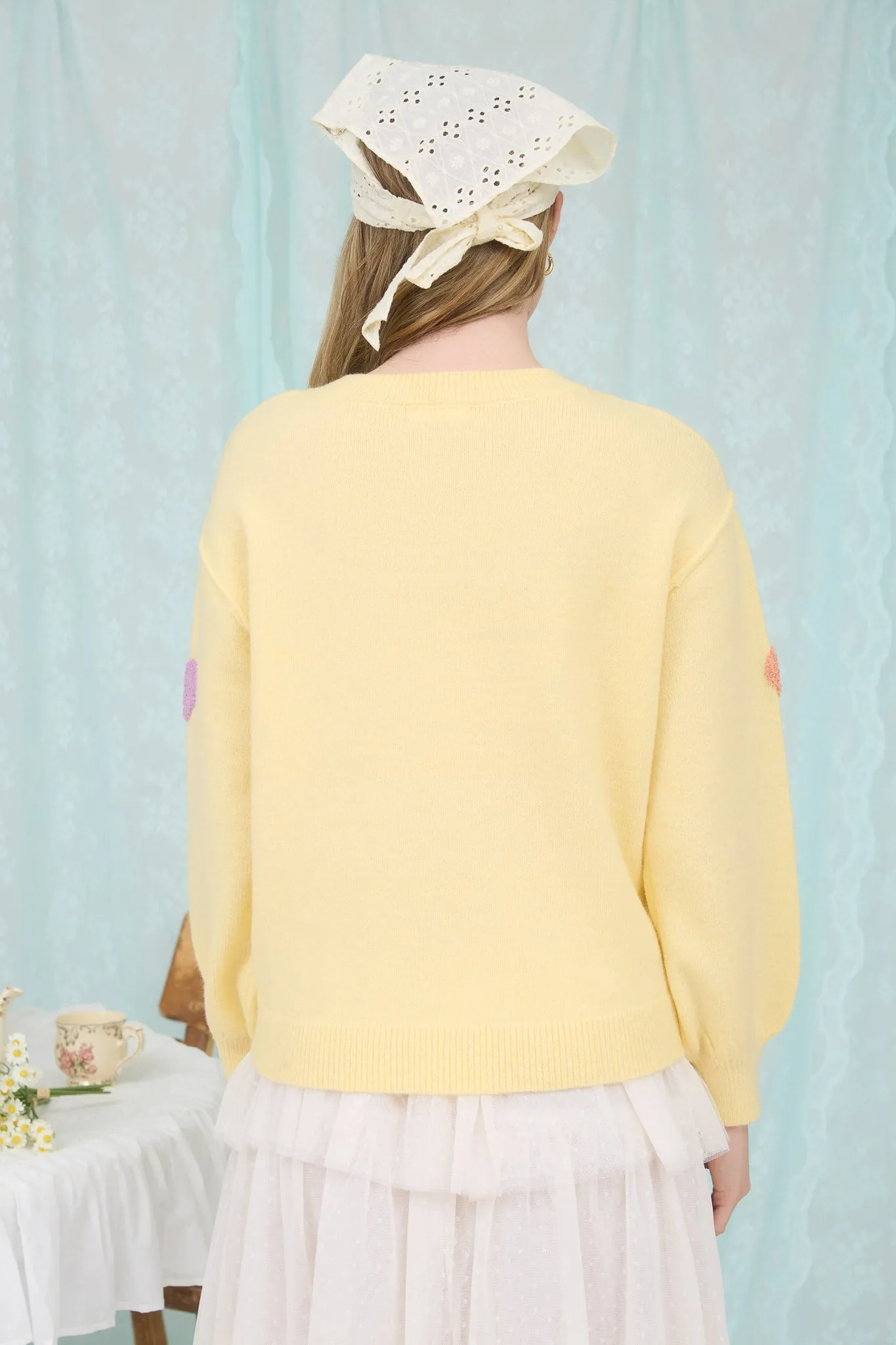 MULTICOLOR HEART CREWNECK KNIT PULLOVER SWEATER sold by Blu Pepper product image thumbnail 2