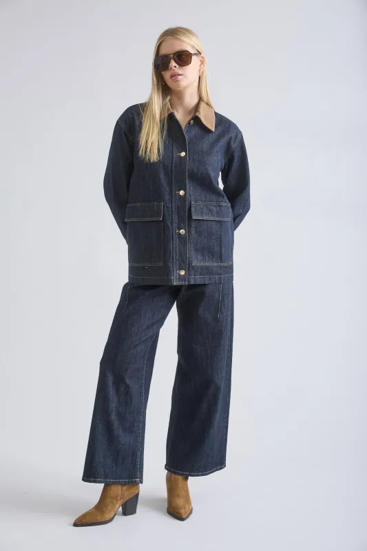 CORDUROY COLLAR  POCKET DETAIL DENIM JACKET sold by Blu Pepper