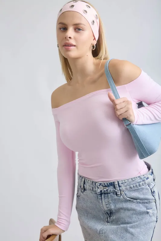OFF THE SHOULDER LONG SLEEVE KNIT TOP sold by Blu Pepper