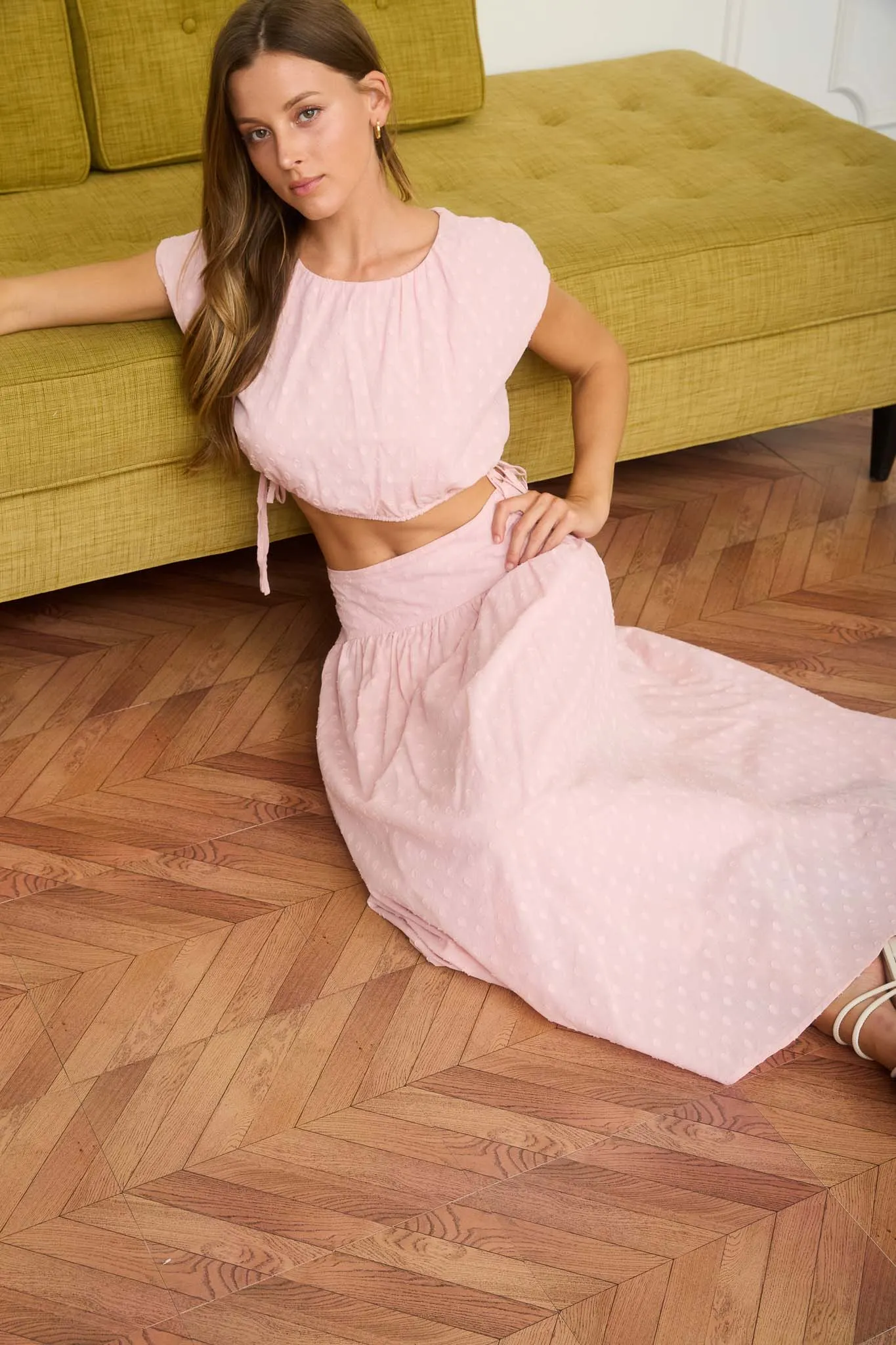 CLIP DOT WAIST BAND DETAIL MAXI SKIRT sold by Blu Pepper product image thumbnail 5