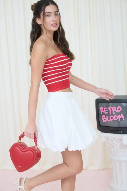 STRIPE STRAPLESS CROPPED SWEATER KNIT TOP sold by Blu Pepper