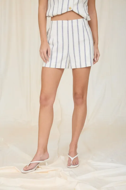HIGH WAIST STRIPE MINI SHORTS sold by Blu Pepper