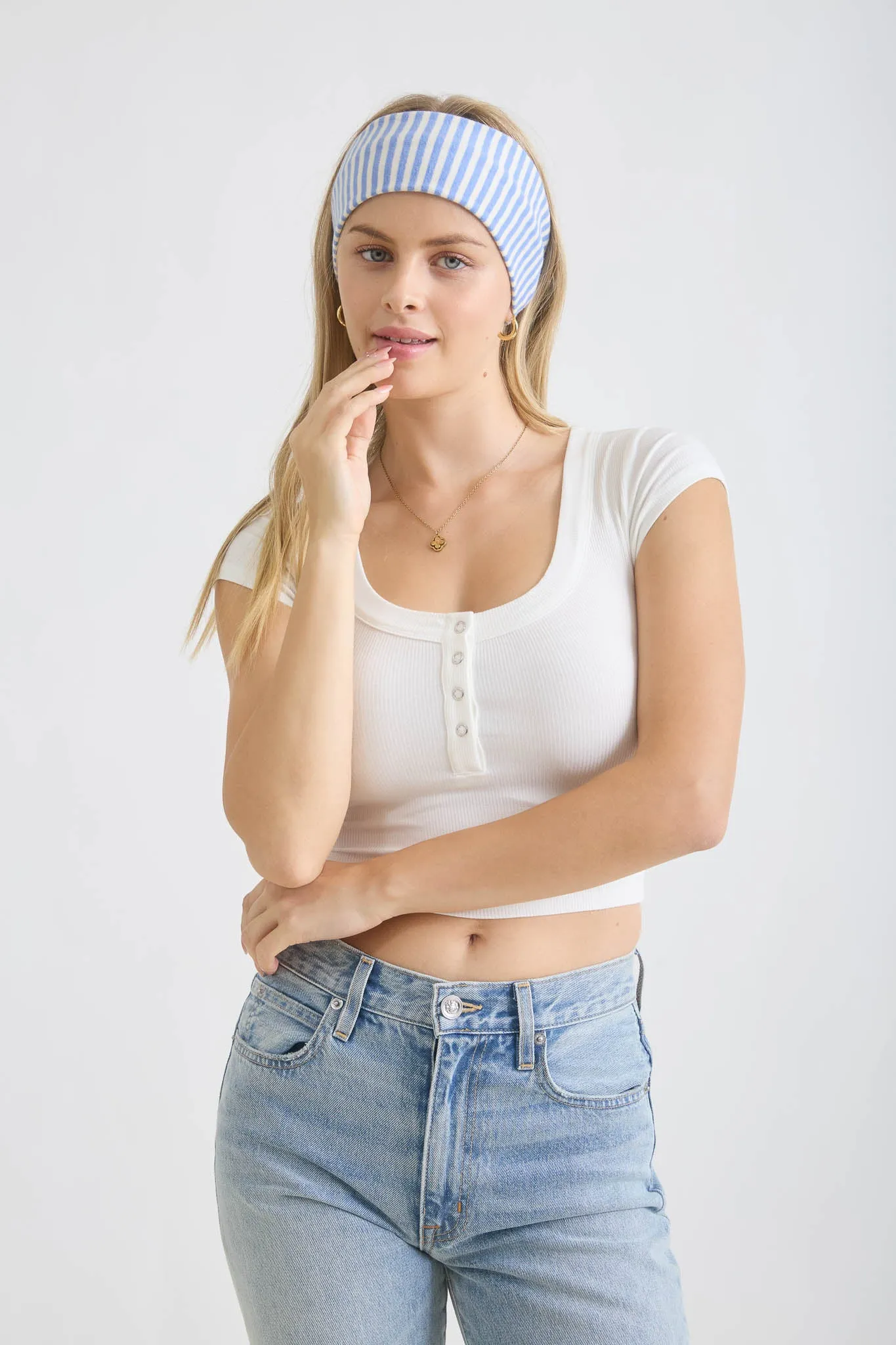 PLUS SNAP BUTTON HENLEY RIBBED KNIT TOP sold by Blu Pepper product image thumbnail 5