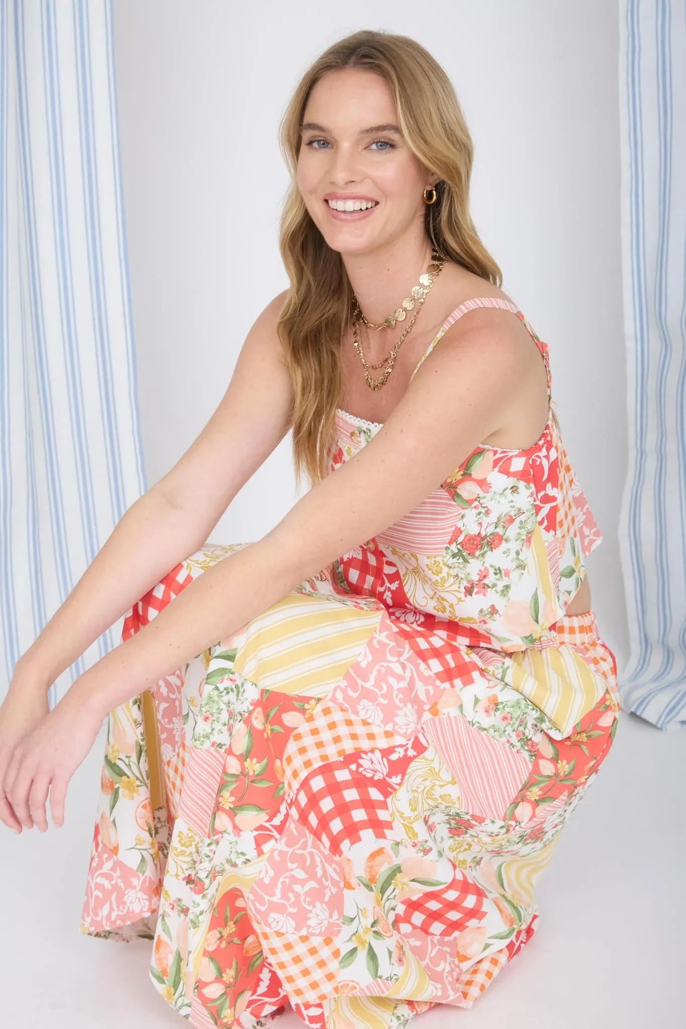 MULTI-PATTERN SLEEVELESS LACE TRIM BOXY CROP TOP sold by Blu Pepper product image thumbnail 5