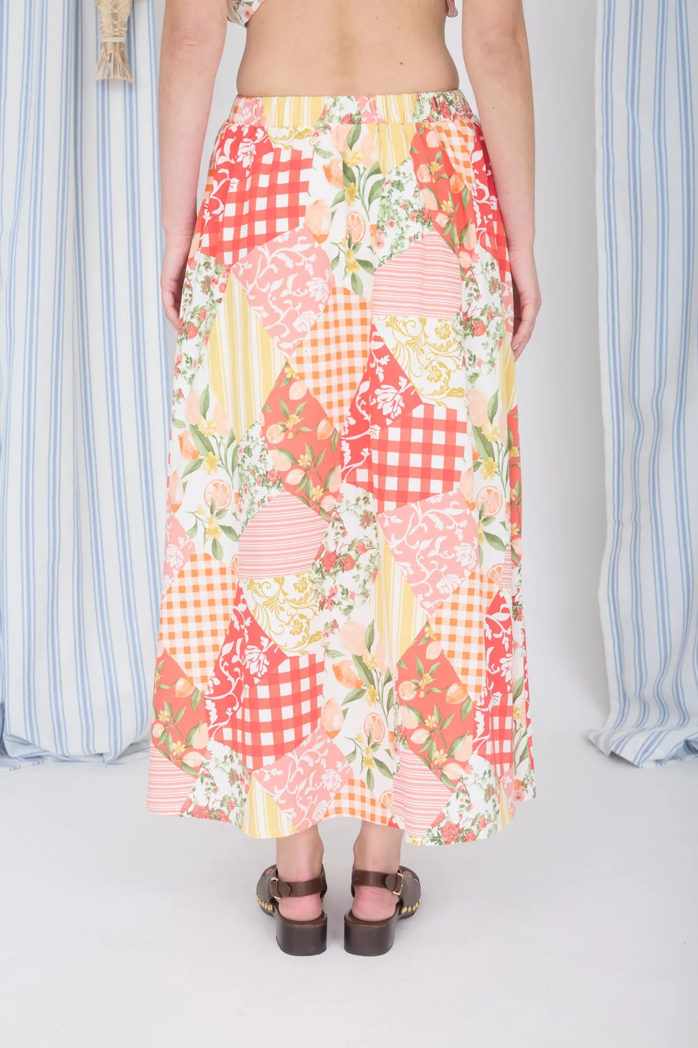 MULTI-PATTERN HIGH WAIST MAXI SKIRT sold by Blu Pepper product image thumbnail 2