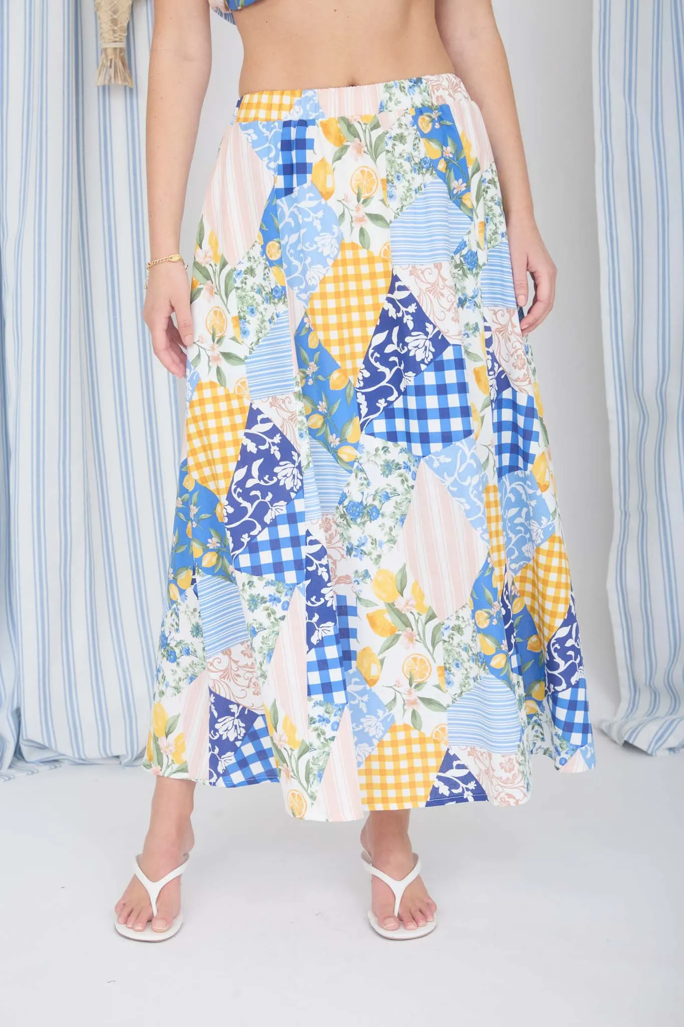 MULTI-PATTERN HIGH WAIST MAXI SKIRT sold by Blu Pepper product image thumbnail 5