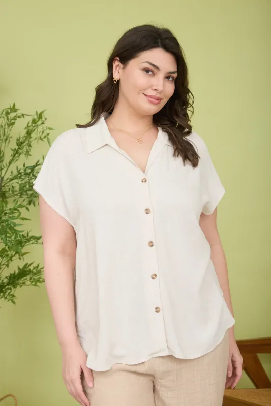 PLUS COLLARED BUTTON DOWN LIGHTWEIGHT BOXY SHIRT made by Blu Pepper