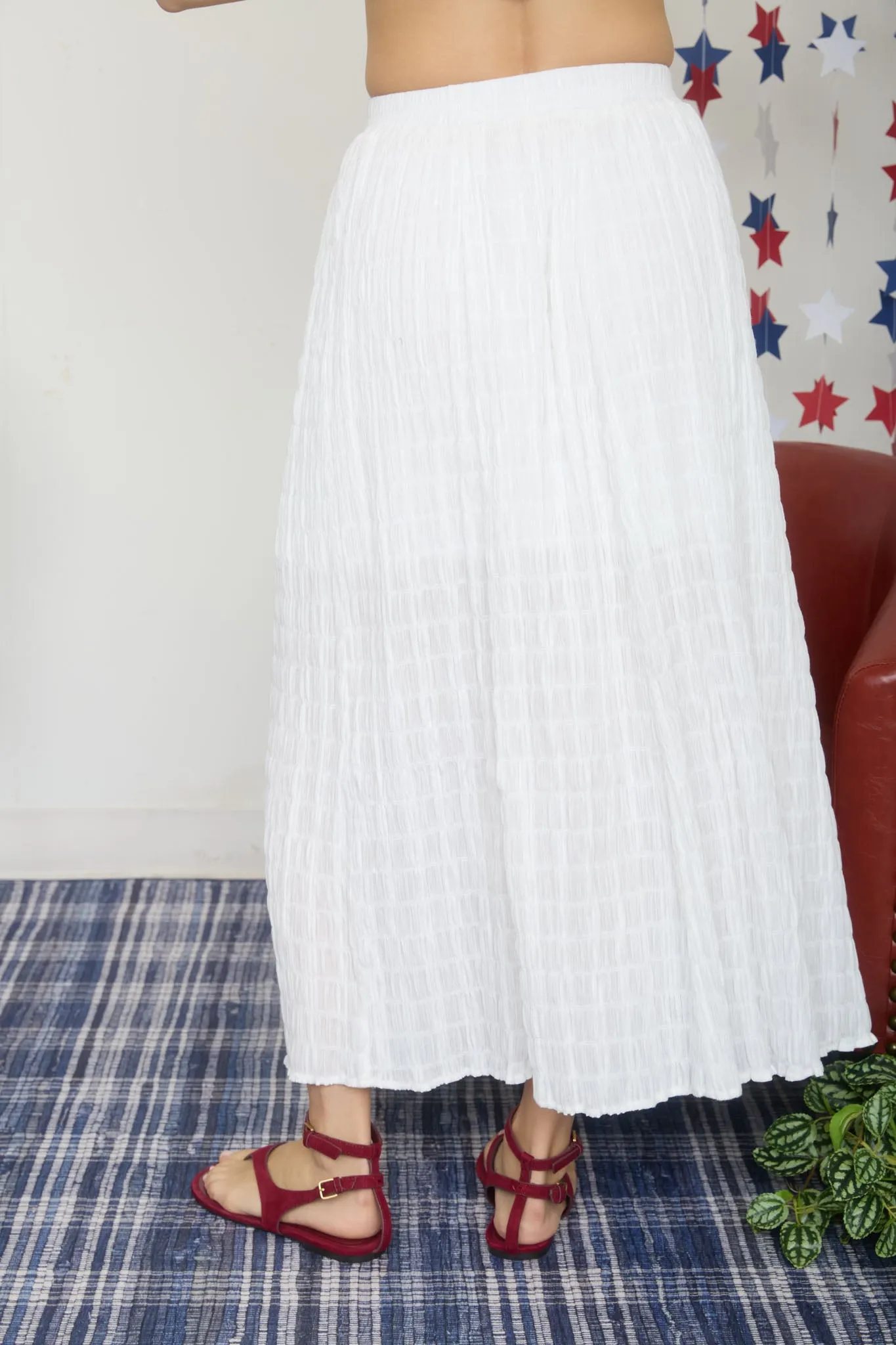 SHIRRED ELASTIC WAIST MIDI SKIRT sold by Blu Pepper product image thumbnail 2