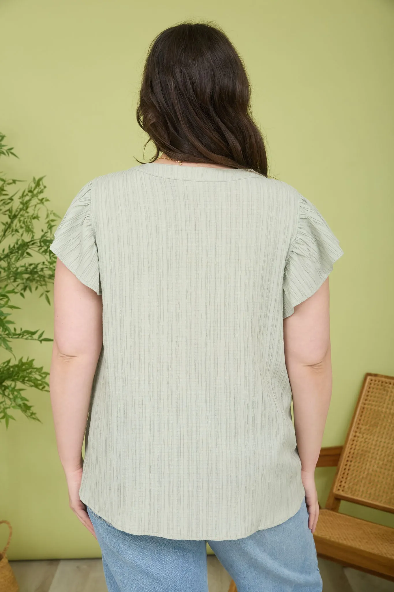 PLUS EMBROIDERED FRONT SPLIT NECK PLISSE TOP sold by Blu Pepper product image thumbnail 2