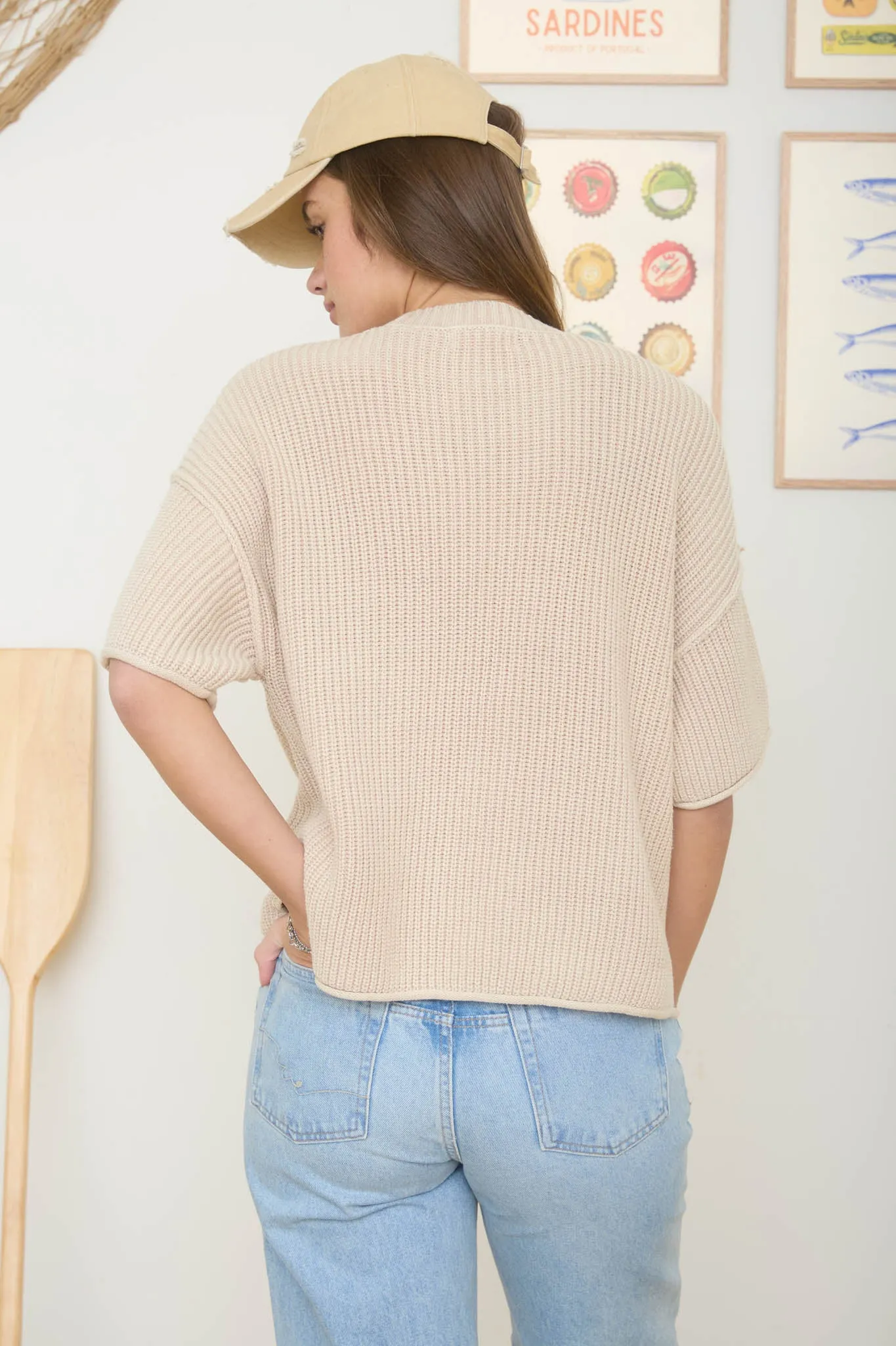 WASHED SHORT SLEEVE BOXY KNIT TOP sold by Blu Pepper product image thumbnail 2