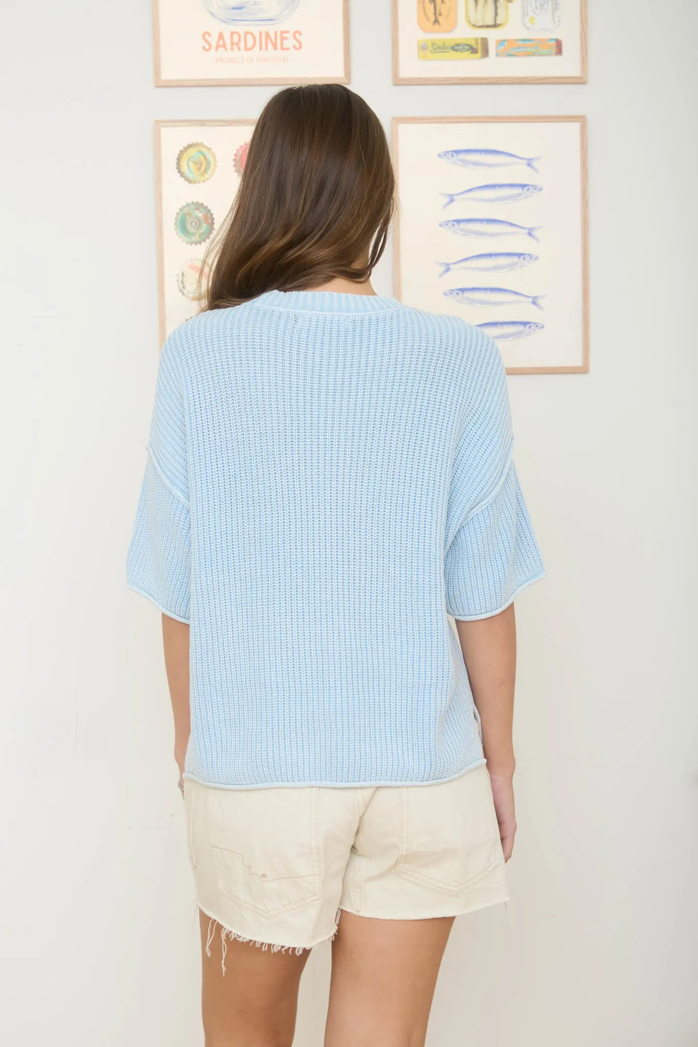WASHED SHORT SLEEVE BOXY KNIT TOP sold by Blu Pepper product image thumbnail 5