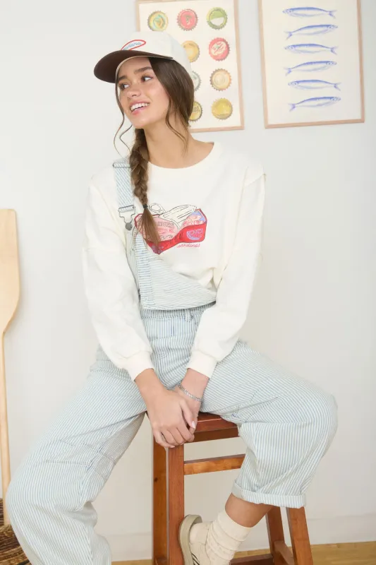 SARDINES GRAPHIC LONG SLEEVE KNIT SWEATER made by J.O.A.