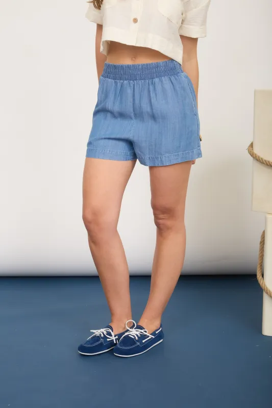 ELASTIC WAIST DENIM SHORTS made by Blu Pepper